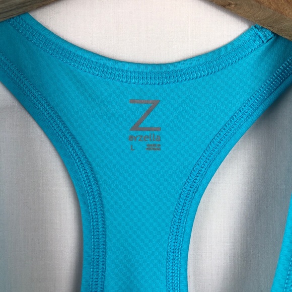 ZELLA Blue Racer Back Athletic Tank Top Sz LARGE - Picture 3 of 7